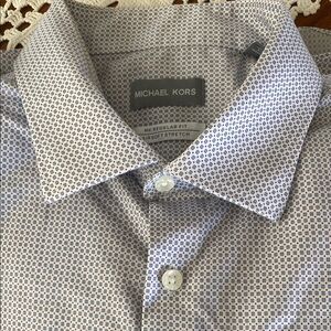 Michael Kors Gray Men's Shirt Airsoft Stretch MK Regular Fit 18 34/35 Ex Cond